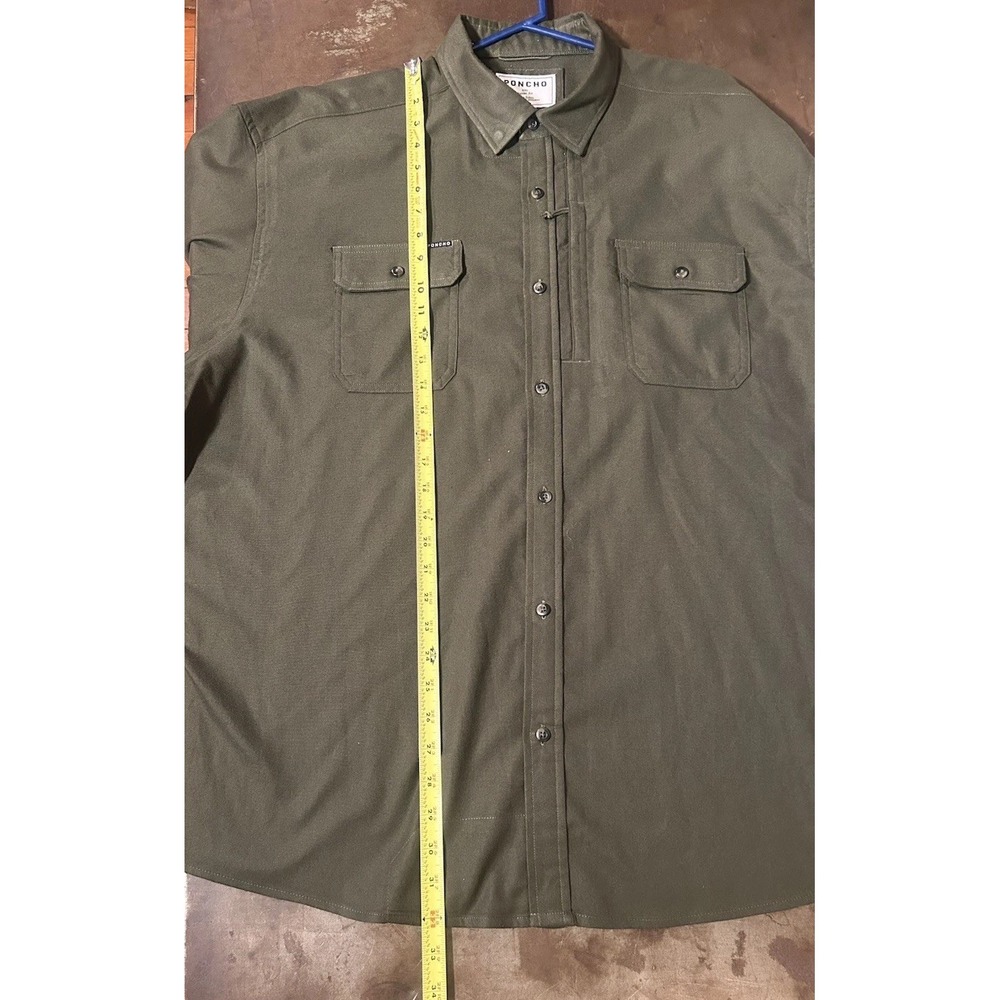 Poncho Laramie Performance Flannel Mens Sz 2XL Dark Green Magnetic Outdoors - Picture 6 of 14